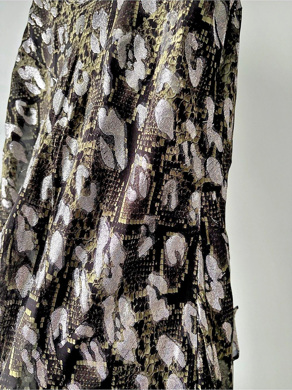 Michael Kors Collection Spruce Python Leopard Metallic Silk Ruffle Dress, US 8 - Picture 10 of 16